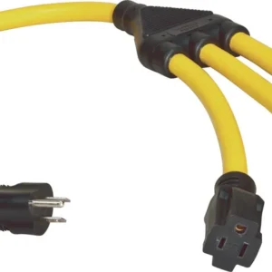 DV_ZoomOriginal_I_20826 Extension Cord Tri-Tap Adapter, 15 Amps, 125 Volts, STW Cord Type, 2' Cord Length, Heavy-Duty, Industrial Grade