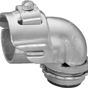 DV_ZoomOriginal_I_53348 Conduit Fitting, 3/8" Size, Right Angled, 0.656" Cable Opening Maximum, 1/2" Knock Out, Nylon-Insulated, Malleable Iron (Pack of 2)