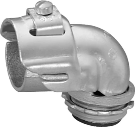 DV_ZoomOriginal_I_53348 Conduit Fitting, 3/8" Size, Right Angled, 0.656" Cable Opening Maximum, 1/2" Knock Out, Nylon-Insulated, Malleable Iron (Pack of 2)