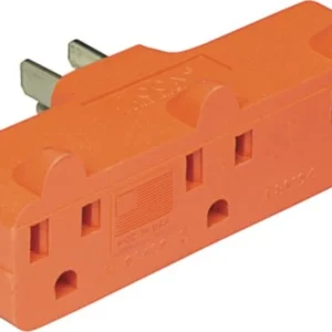 DV_ZoomOriginal_I_64076 Triple Outlet Plug, 15 Amps, 120 Volts, Heavy-Duty, Orange