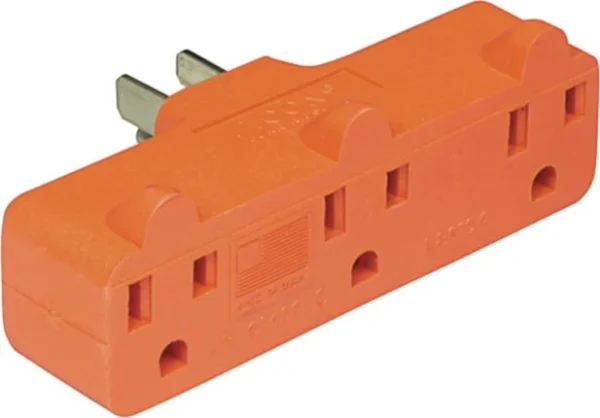 DV_ZoomOriginal_I_64076 Triple Outlet Plug, 15 Amps, 120 Volts, Heavy-Duty, Orange