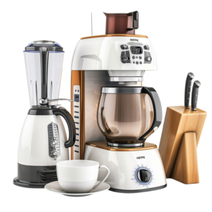 vecteezy_a-coffee-maker-coffee-cup-and-knife-on-a-white-background_47308609 Modern 4-in-1 Premium Kitchen Appliance & Cutlery Combo Set